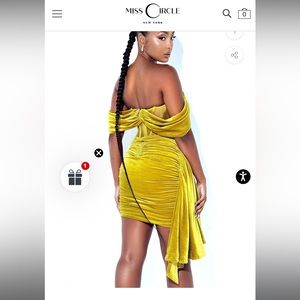 Irisa Gold Draping Off Shoulder Corset Dress